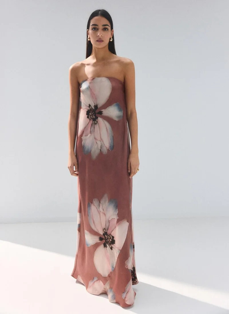 مانجو Strapless floral dress